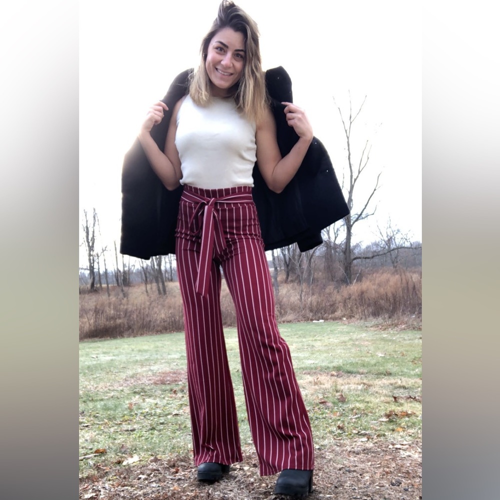 WINDSOR RED PINSTRIPE TROUSER WITH BOW